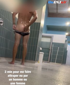 BeENJoY - Naked in the mixed pool shower, almost caught! I in the open cabin