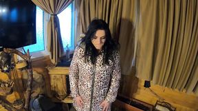 downcoat fetish – leather pants, deepthroat & messy cum on my jacket