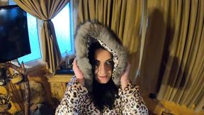 downcoat fetish – leather pants, deepthroat & messy cum on my jacket