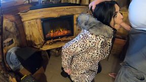 downcoat fetish – leather pants, deepthroat & messy cum on my jacket