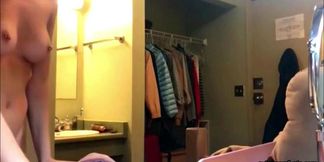 my blonde sis naked in a hotel room