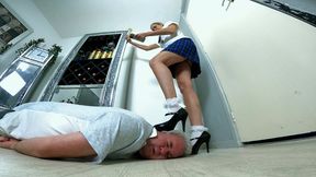 Danielle High Heel Mary Jane Shoes Trampling & Jumping On His Head FLOOR CAM