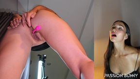 down view and face camera masturbation with toys