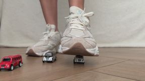 Giantess Destroys Tiny Cars Under Her New Balance Sneakers — They Can't Escape Her!
