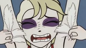 Cute cartoon animated babe is tied with her armpits on display in BDSM bondage and her armpits are mercilessly tickled by different devices and instruments
