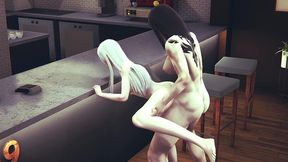 sofia valmet and koko hekmatyar have sex in a cafe - 3d hentai parody
