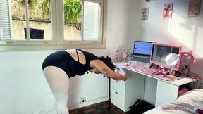 chubby ballerina farts during ballet training