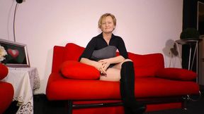 Redhead mature loves to get fucked in her shaved pussy