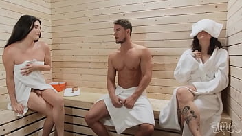 TRANS ANGELS - Skyy Can&#039_t Help Checking Bailey Archer&#039_s Curves In The Sauna While His Gf Sits Next To Him