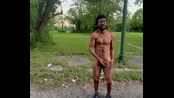 Married Twink trying to get Hard while Naked Outside