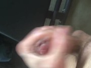 Big Dick Muscle guy shoots a huge load on his weight bench.