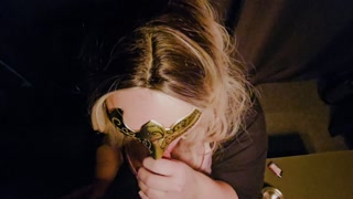 Smoking cigarette sucking cock eating cum