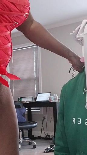 Ebony Goddess Getting Her Panties Clean by Submissive Slave