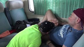 Jess fucked bareback by straight in train