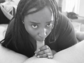Ebony Gal Blowing White Stud Until This chab Cums All Over Her Face
