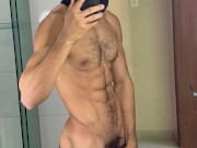 Fitness alpha male with beautiful hairy body horny big soft dick