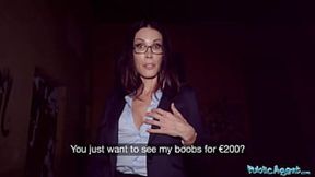 Public Agent Big boobs mature tutor sucks big cock before public sex