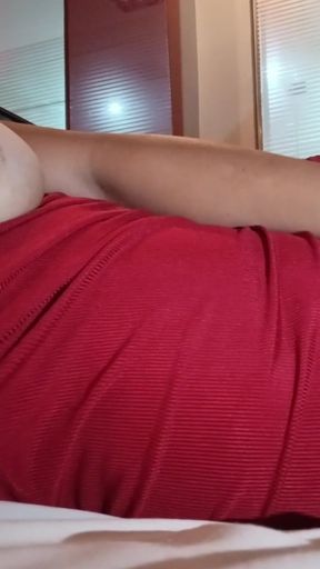 Hot mom masturbates her pussy and inserts her giant dildo while waiting for her stepson at the hotel   Clip 1