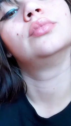 Big luscious lips with natural color lipgloss smoking cigarette   Clip 2