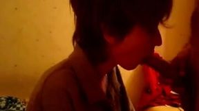 My shy short-haired GF gives head to me and rides my cock