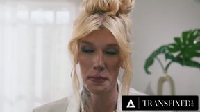 TRANSFIXED - Laid Off Employee Seduces HR Girl Into Hardcore Trans Interracial Office Fuck