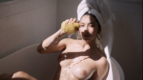 Glamorous all natural latin teen Dominique Lobito doing a little self care