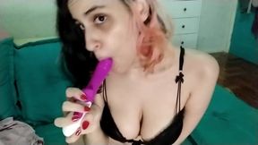 Blowjob POV Purple Dildo
