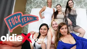 Six slutty grannies toy around and get fucked