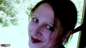 gothic brunette hitchhiker lou-ann pays for ride with hardcore anal sex