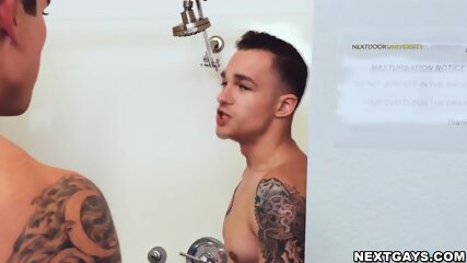 Dakota and Jayden in a steaming shower scene