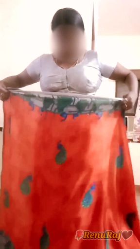 Desi Indian Tamil BBW Wife Latha Nude Body Show Big Boobs Ass Hairy Pussy Saree Tease