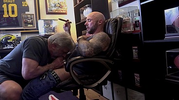 Jim Love Blows Masculine Jason While Smoking a Cigar