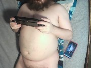 Uncle likes to play his switch laying on his back