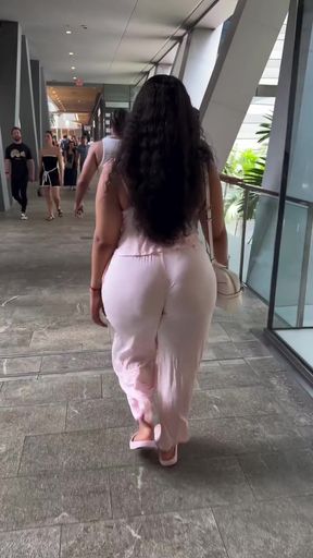 Big booty ebony lightskin shows off her curvy bubble butt
