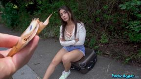 Public Agent meets Tru Kait outside on the street and helps her in return for some fun