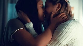 Latina licks asian roommates hairy pussy