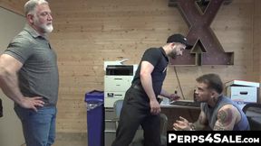 Perp Keith Foxxx devours the muscled officer and his hairy stepdads huge dicks