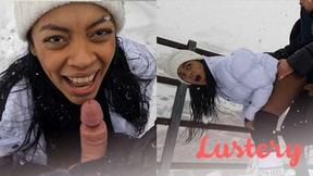 ”Ebony Latin Satisfies Her Cravings in Snowy Passion - Lustery”