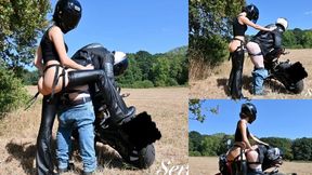 Biker boy gets pegged on his motorbike- 4k