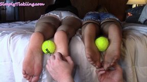 Gianna Vee and Marley's Hold the Tennis Ball Foot Tickle Challenge HD MP4