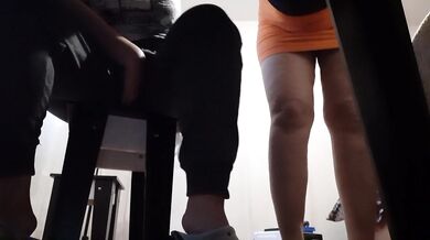 My teacher catches me cumming in my clothes under her skirt
