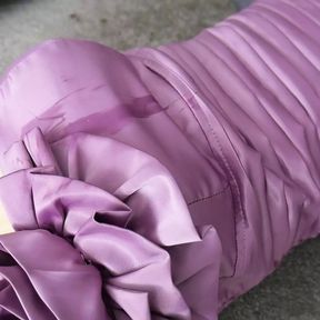 Lavender Satin Top Humped, Glazed in Cum &amp; Photographed