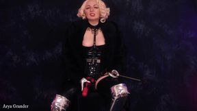 Fur femdom POV in French: Chastity and strap-on