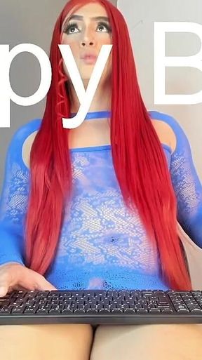 Colombian Tgirl Fat White Cock Slow Masturbation