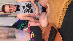 Vibing his boy clit for the camera.