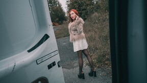 Sexy redhead cheats on BF, gets deepthroat blowjob & intense pounding in van confession!