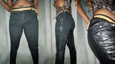 Latina pissing wet jeans in the shower leaks hard