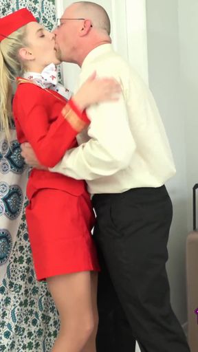 Sexy stewardess Kenna James is banging a lucky passenger