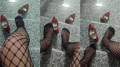 Fishnet stockings stiletto heels 2