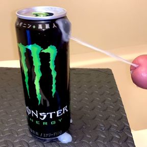 Small Penis Shooting a Load On An Empty Monster s Can - Hard Cumshot